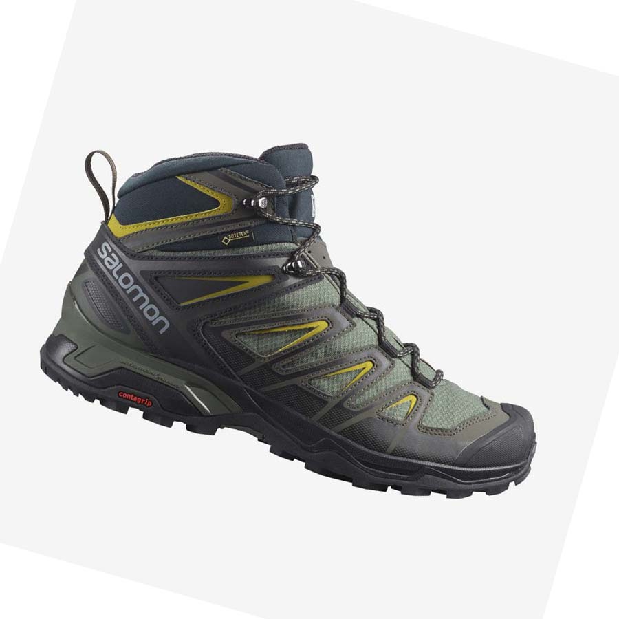 Tenis Senderismo Salomon X ULTRA 3 MID GORE-TEX Hombre Verde Oliva | MX 3577FDN